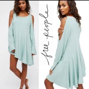 Free People Clear Skies Cold Shoulder Tunic Dress Blue Small NWOT